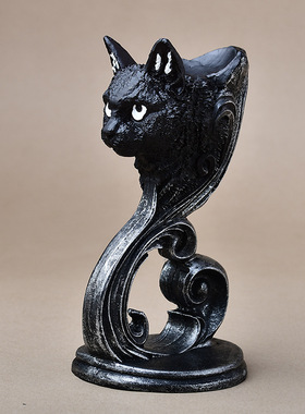 小黑猫树脂工艺品摆件家居桌面创意装饰水晶球底座跨境新品批