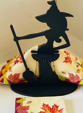 Witch Napkin Holder木质万圣节女巫餐巾架厨房餐厅装饰摆件 装饰