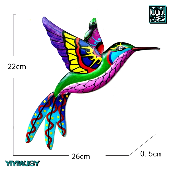 新款亚马逊铁艺大蜂鸟家居挂件装饰品五金工艺品金属制品背景礼物 - 图1