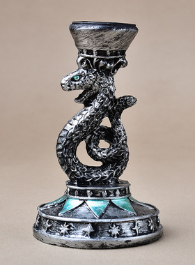 跨境树脂绿眼银蛇摆件家居装饰工艺品水晶球底座原石矿石展示支架