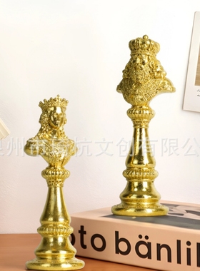 跨境新品国际象棋摆件黑白金银西洋人像小棋子摆设家居桌面装饰品