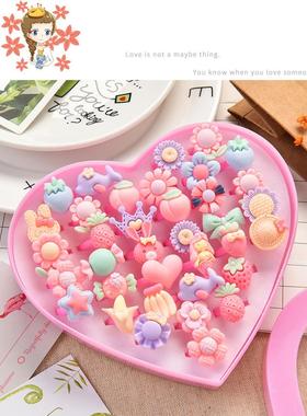 儿童戒指卡通金沙冰雪公主卡通戒指宝宝幼儿园小女孩钻石礼盒