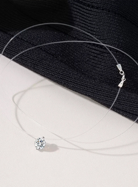 s925纯银人鱼之泪莫桑石项链百搭锁骨链精致小众锆石透明时尚