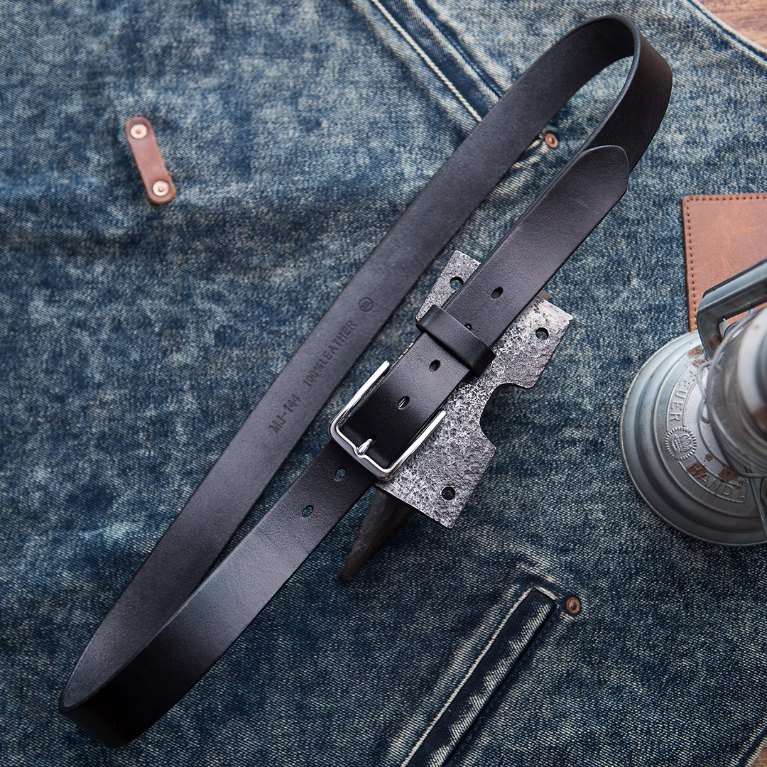 Mountain rock workshop 商务男真皮腰带 3.3宽 光面不锈钢针扣,淘宝优惠券,粉丝福利购,淘宝优惠卷