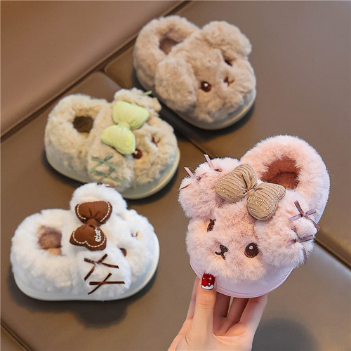 儿童冬季棉拖鞋软底防滑加厚绒保暖居家中小童女孩毛毛绒宝宝棉鞋 - 图1