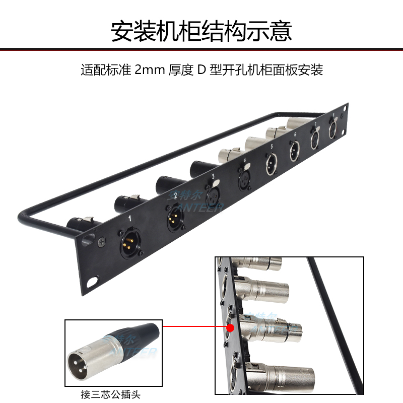 三芯镀金卡侬公母D型金属插座音频连接转换器XLR卡农安装基座卡隆 - 图0