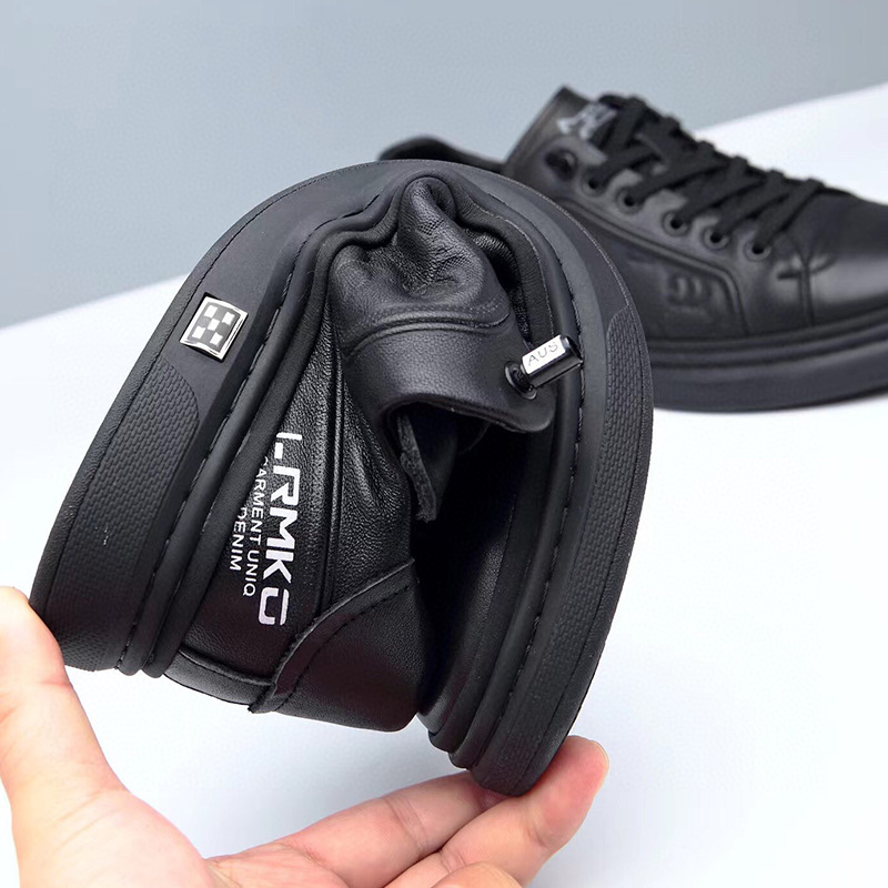 男鞋头层牛皮新款透气小白鞋百搭潮流运动板鞋男士真皮软底休闲鞋 - 图2