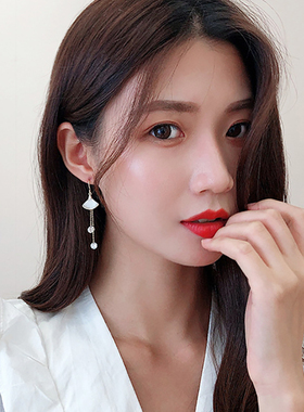 爱依依流苏小裙子扇子贝壳耳环女