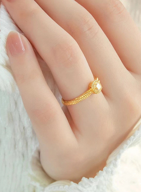 爱依依925纯银开口小方糖戒指女