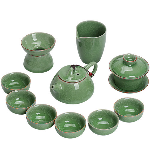 哥窑简约功夫茶具一整套会客泡茶套装喝茶家用开片可养高档复古 - 图3