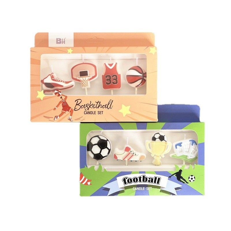 创意足球篮球主题蜡烛节庆用品盒装生日蛋糕装饰烘焙布置派对用品,淘宝优惠券,粉丝福利购,淘宝优惠卷