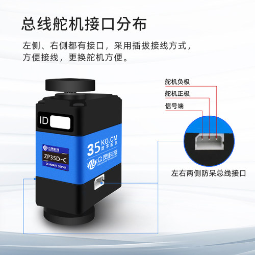 众灵磁编码360°串行总线舵机兼容PWM防堵转数字舵机金属轴机械臂 - 图0