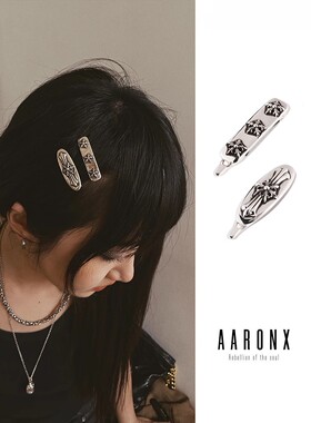 AARONX边夹925银复古银发夹