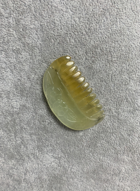 新天然岫玉迷你梳子玉石王花玉梳子雕刻插梳古风发饰汉服配饰送礼