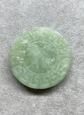 新天然玉石月饼手把件车挂镇尺中秋送礼玉石月饼花好月圆岫玉月饼