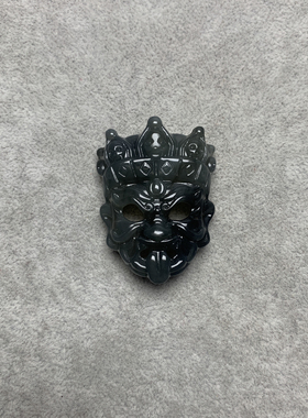 新天然岫玉扎基拉姆面具吊坠女财神招财藏族文化平安饰品雕刻玉石