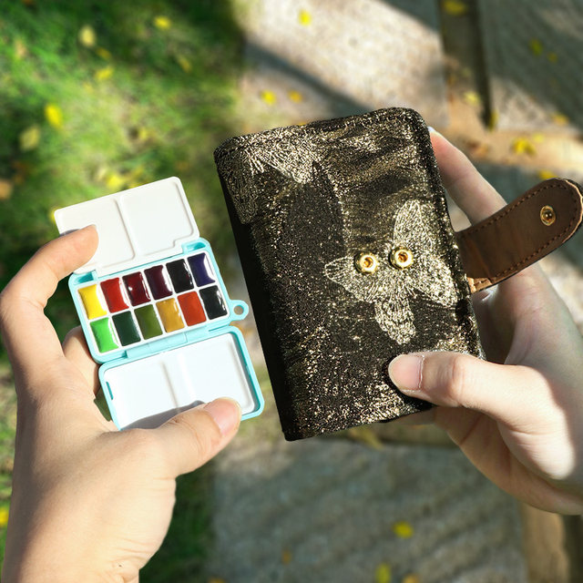 Mini travel watercolor paint fabric loose-leaf ledger