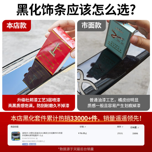 适用20-25款比亚迪汉dmi黑武士外观套件EV改装外观黑化装饰贴配件 - 图0