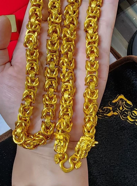 正品龙头龙骨链条包包加粗链条霸气项链双龙头款火烧材质