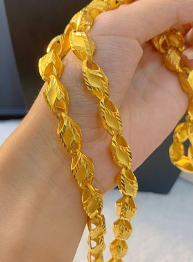 新款霸气项链精工版瓜子麦穗链子不掉色仿真黄金色可水洗