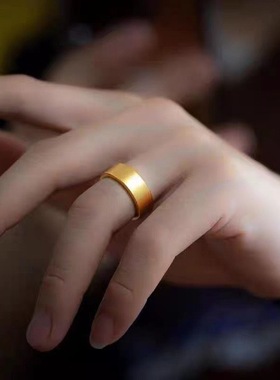 古法哑光素圈戒指男女小众时尚个性食指环网红百搭简约情侣不掉色