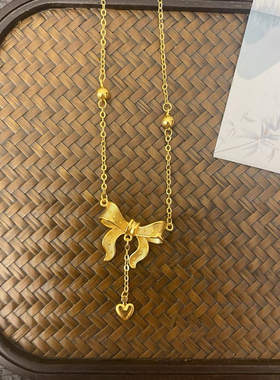 金店同款沙金蝴蝶结项链女款时尚百搭锁骨链送女友礼物送妈妈