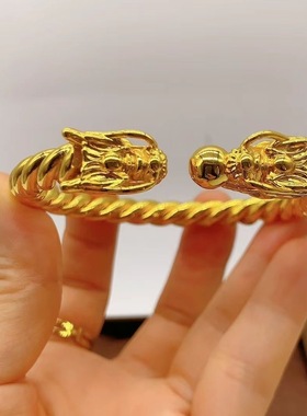 【金店同款】新款龙头霸气双龙戏珠手镯龙头手镯男女礼中国风龙凤