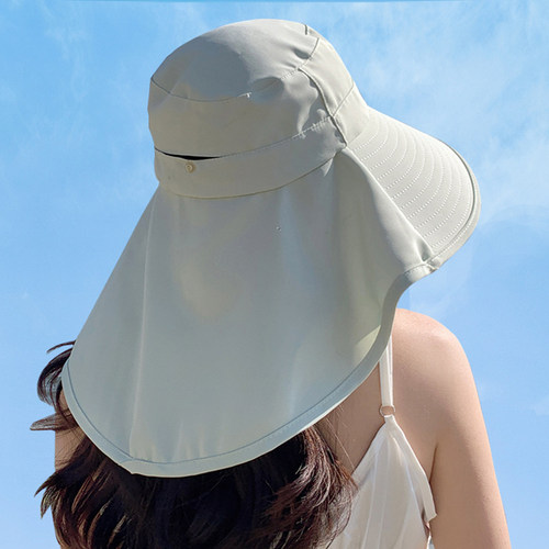 大帽檐防晒帽女遮脸披肩防紫外线夏季太阳骑行户外遮阳帽子登山帽 - 图2