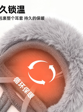 毛绒耳罩秋冬季保暖口罩防寒护耳二合一耳套骑行防风面罩耳暖一体