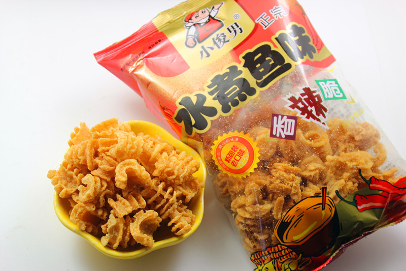 小俊男水煮鱼味香辣脆沈阳特产零食膨化休闲食品烤贝脆校门口锅巴-图1