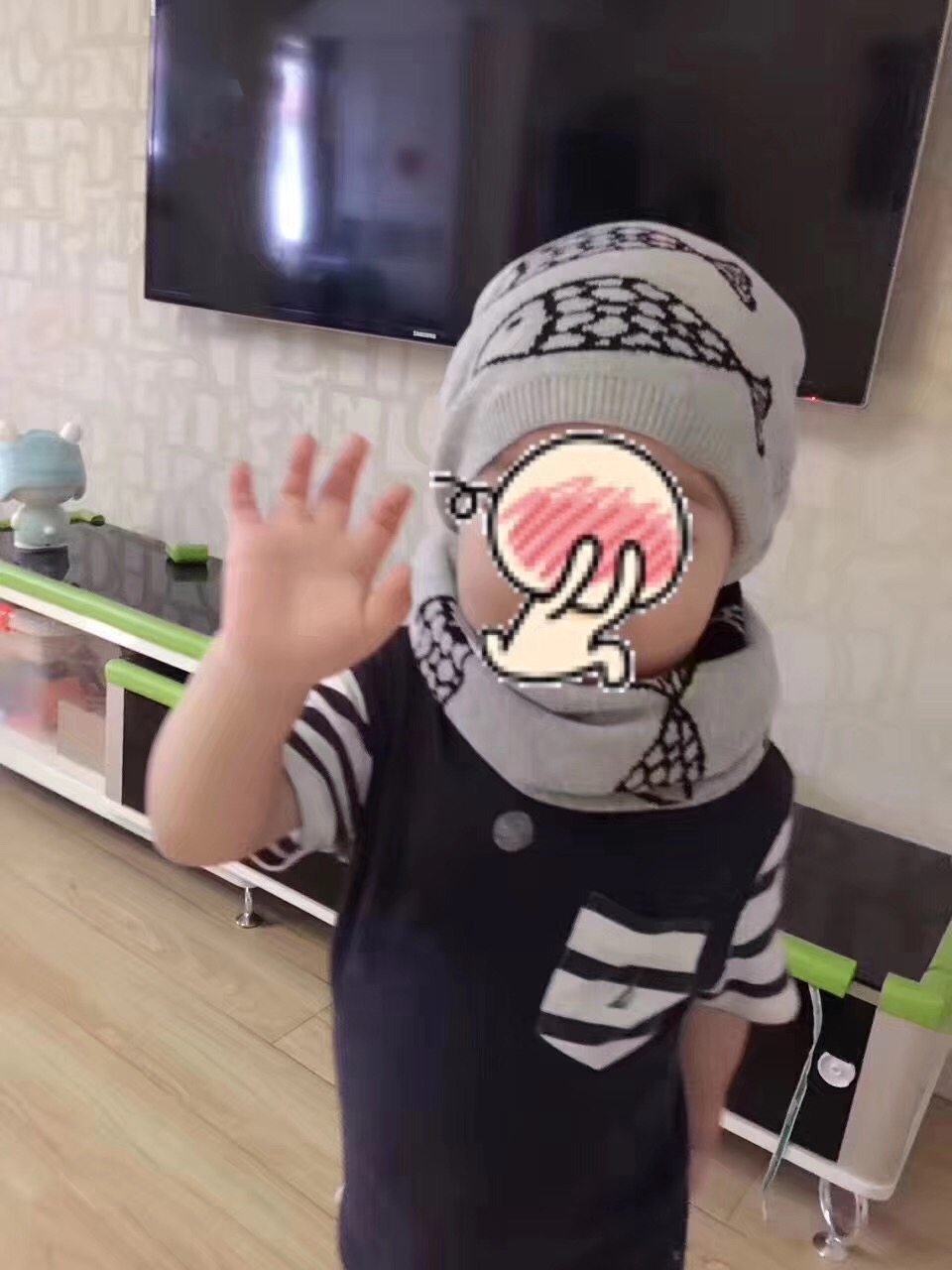 男童女童鱼儿帽子围巾套装小鱼针织帽2-7岁粉色藏青色亏本清仓,淘宝优惠券,粉丝福利购,淘宝优惠卷