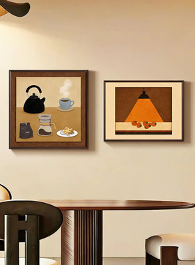 法式中古风装饰画美拉德两联挂画高级感餐桌背景墙卧室床头壁画