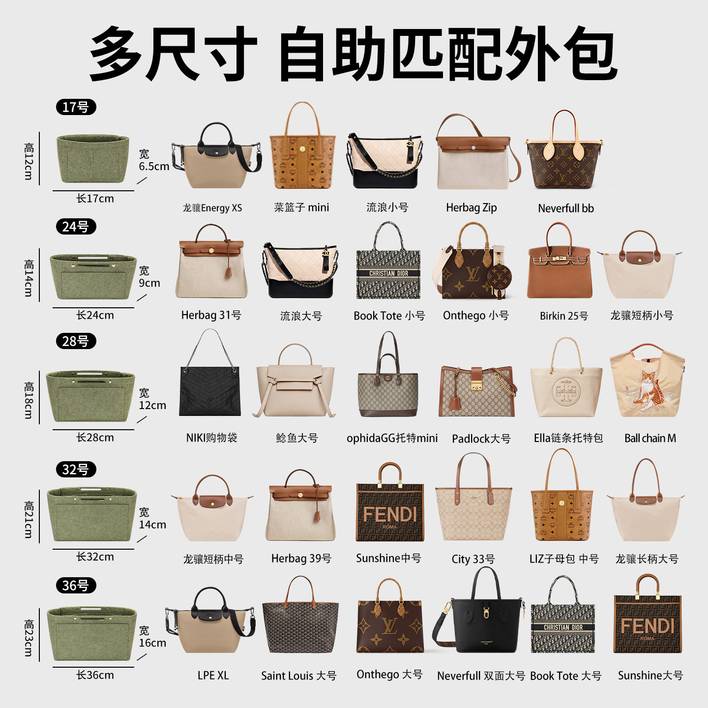 潮帛适用托特包中包内胆LV珑骧蔻驰桌面收纳袋龙骧包撑tote羊毛毡,淘宝优惠券,粉丝福利购,淘宝优惠卷