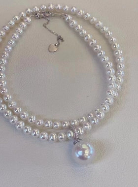 竺玥  正圆高品质大点位爱迪生珍珠项链万能扣微瑕S925吊坠百搭款