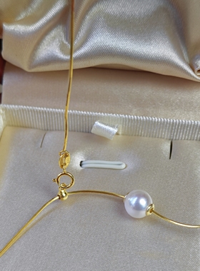 竺玥路路通珍珠s925银蛇骨链吊坠天然极光珍珠高级感百搭叠戴气质