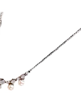 大叁珍珠 天鹅湖 S925纯银天然淡水正圆珍珠项链灵动流苏精致优雅