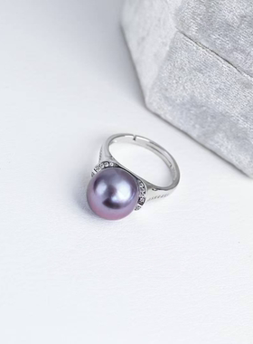 竺玥·紫罗兰戒指纯银天然珍珠戒指女款轻奢小众设计感高级气质款