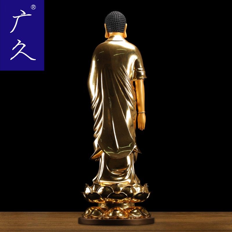 纯铜贴金西方三圣阿弥陀佛摆件佛像 广久摆件