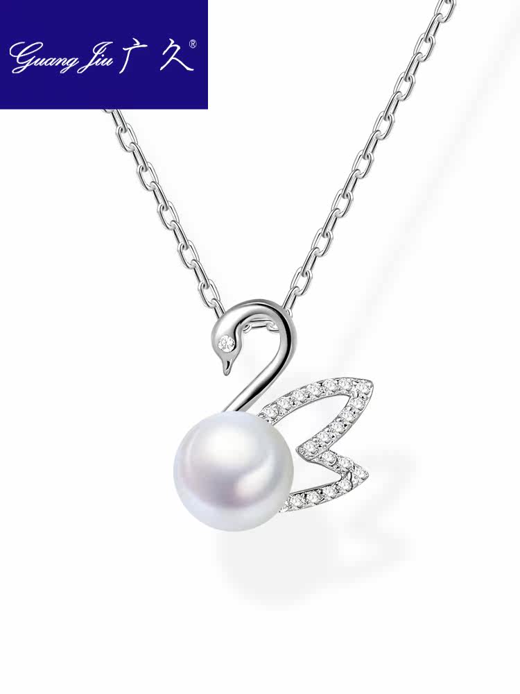 广久小众设计珍珠小天鹅吊坠锁骨链 广久项链