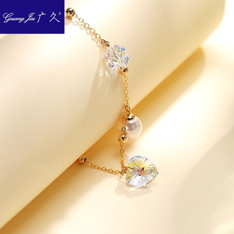 广久水晶blingbling流苏爱心细手链 广久手链