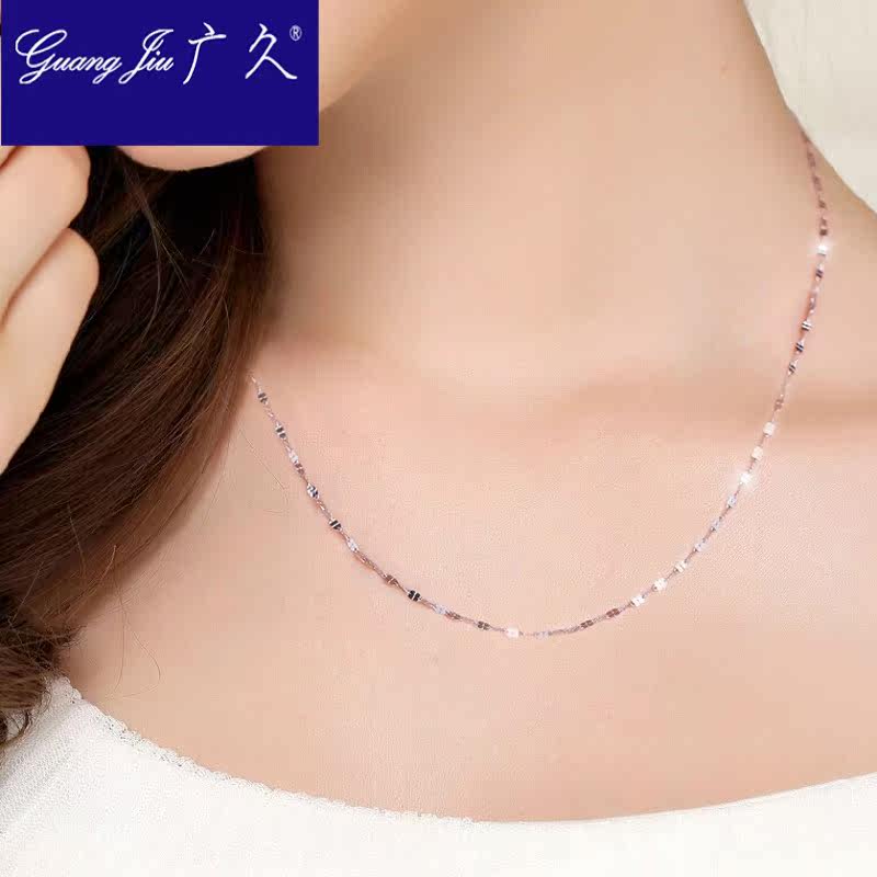 广久pt950女款白金四叶草铂金项链 广久项链