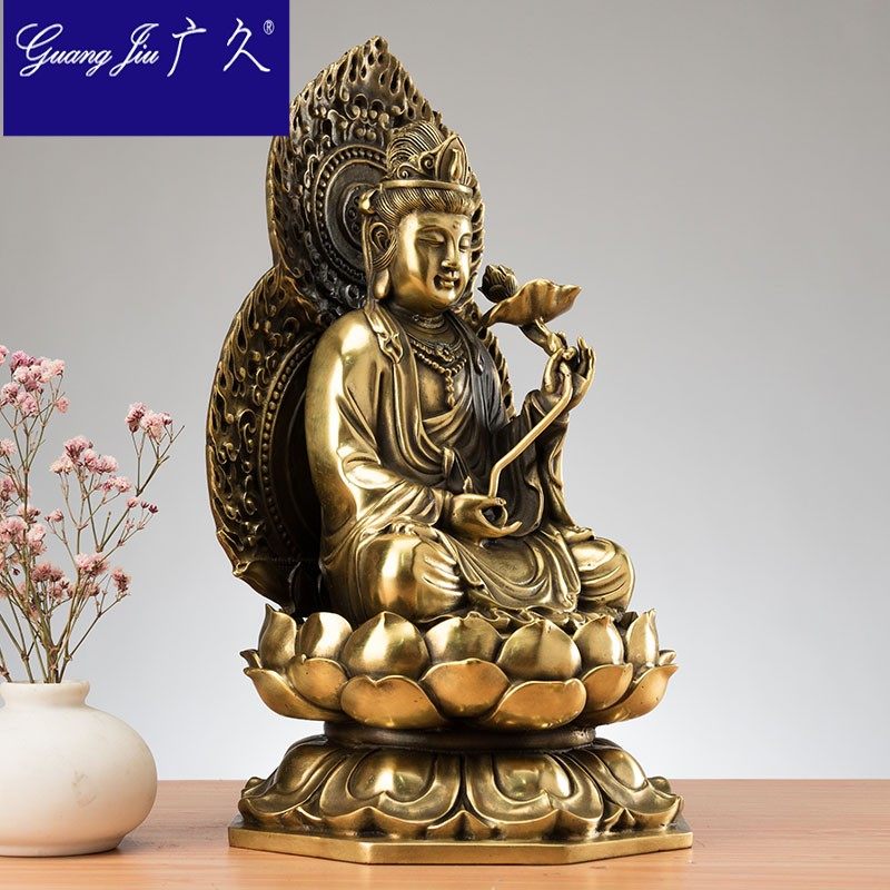 广久开光纯铜大势至菩萨佛像本命佛 广久摆件