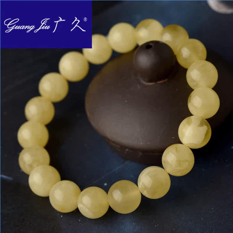 广久鸡油黄蜜蜡手串一物一图手链 广久手链