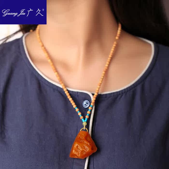 广久波罗的海天然蜜蜡原皮原石项坠 广久项链