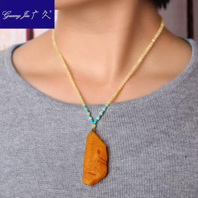 广久波罗的海天然蜜蜡原皮原石项坠 广久项链