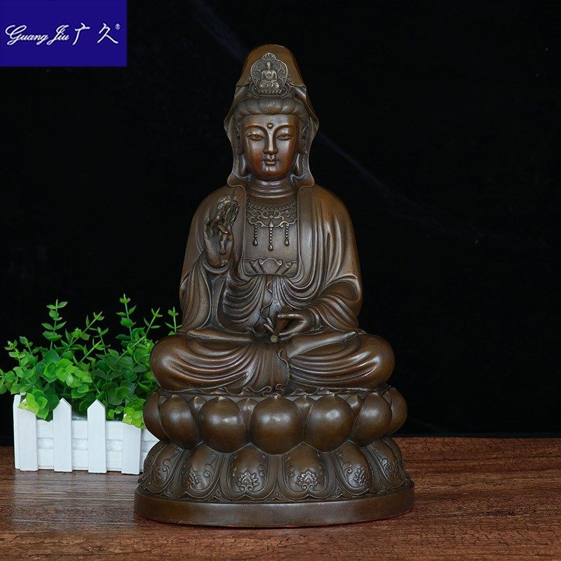 摆件纯铜释迦牟尼大势至菩萨铜佛像 广久摆件