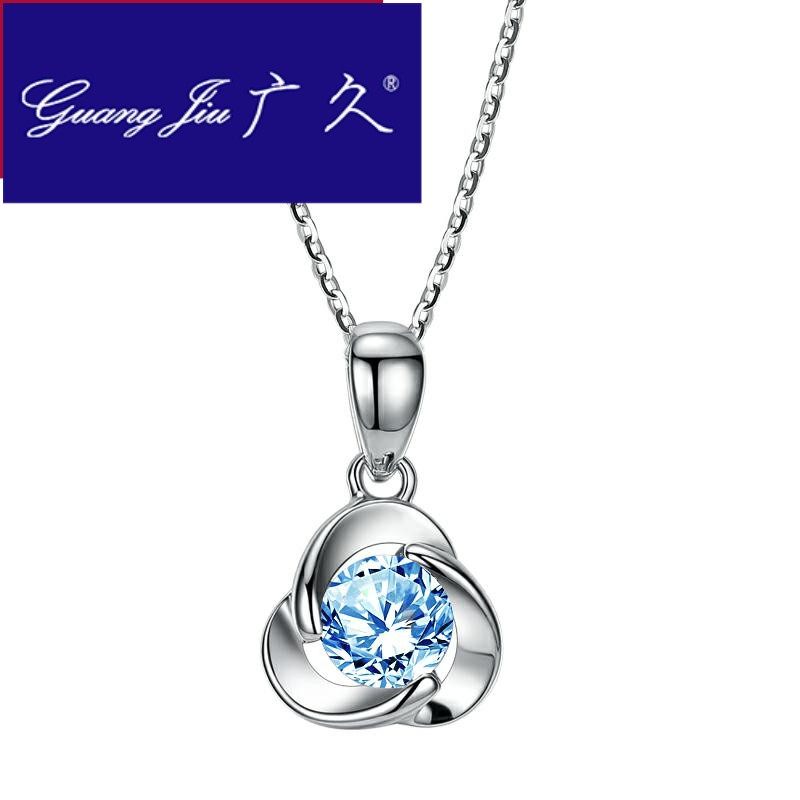 广久a1vana18k白金锁骨女镶项链 广久项链