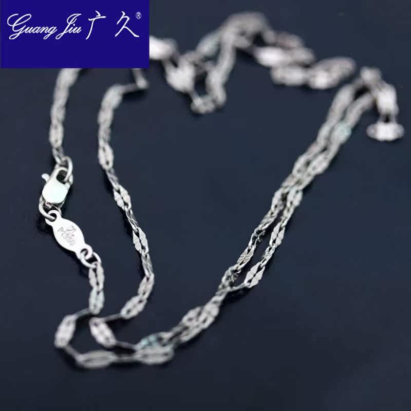 广久pt950女款白金四叶草铂金项链 广久项链