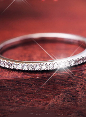 韩版戒指仿银女款复古单排镶钻闭口戒指时尚简约手饰指环饰品