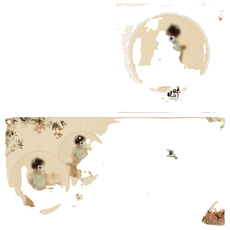 458古风工笔画儿童相册PSD模板古装汉服中国风中式摄影楼素材方版,淘宝优惠券,粉丝福利购,淘宝优惠卷